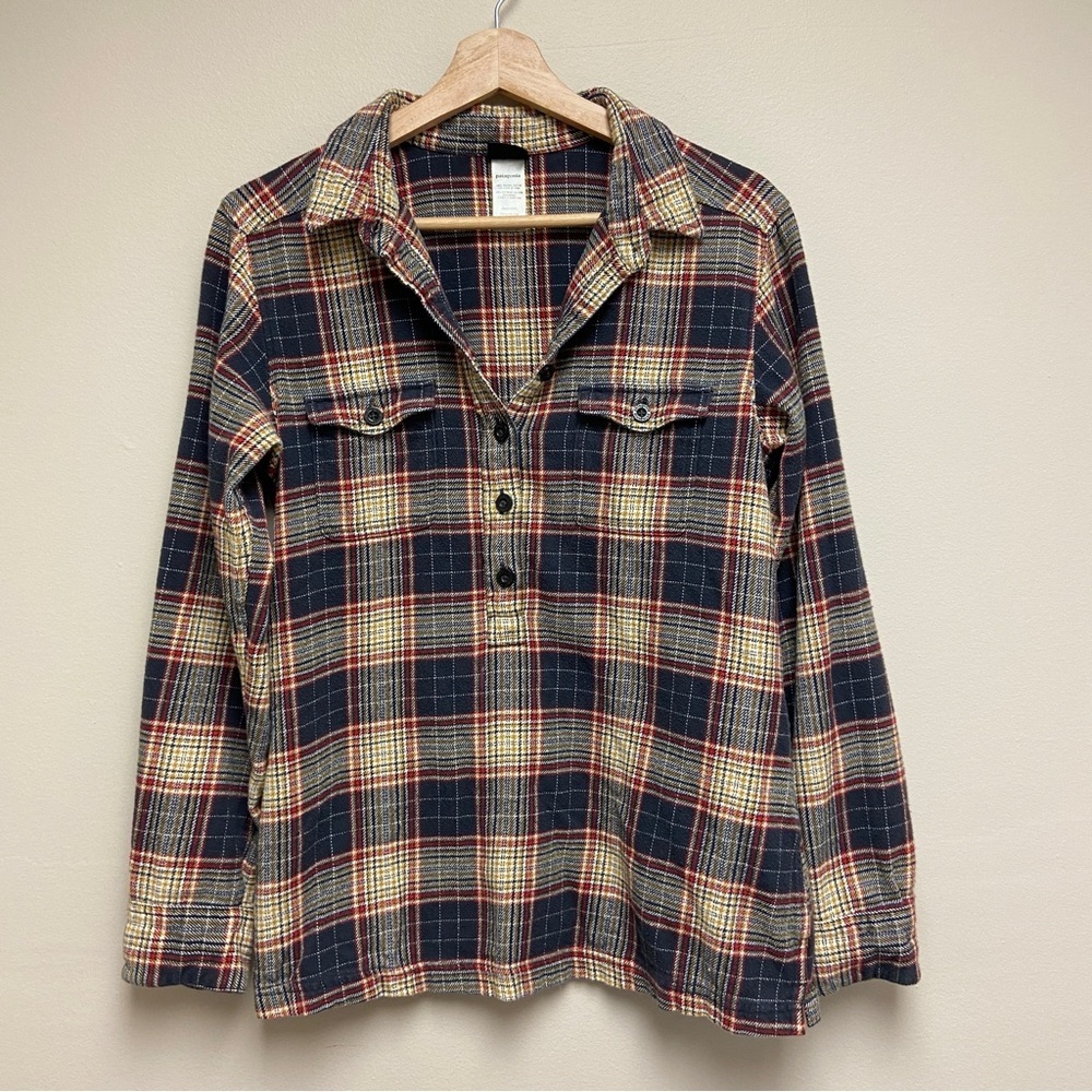 Patagonia Womens Plaid Organic Cotton Half Button Pullover Collared Shirt Size 4